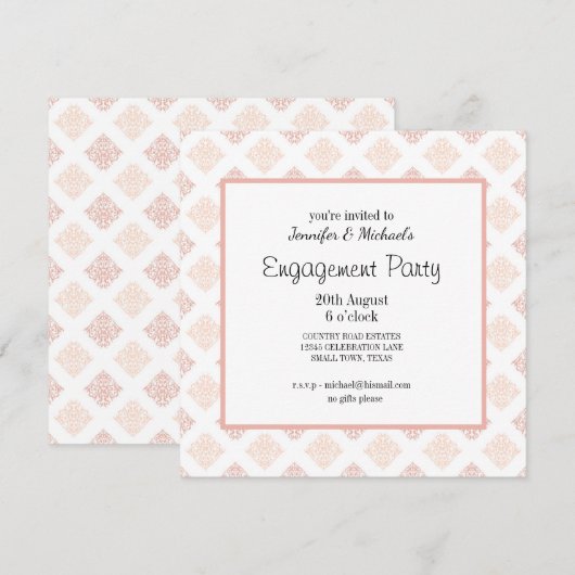 Peach Blush Damask Engagement Party (Voorkant / Achterkant)