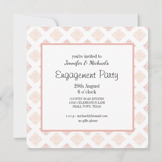 Peach Blush Damask Engagement Party (Voorkant)