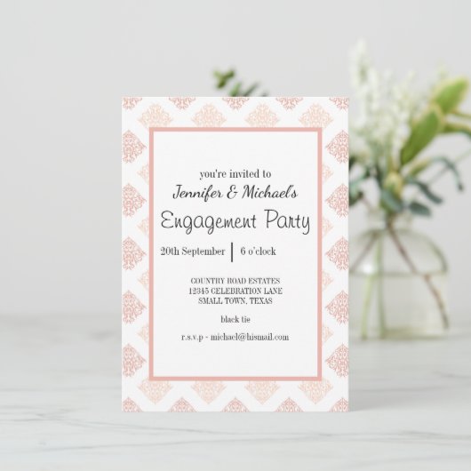 Peach Blush Damask Engagement Party (Staand voorkant)