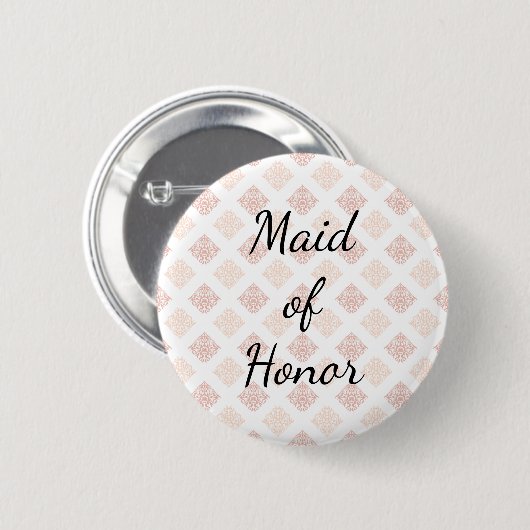 Peach Blush Damask Made of Honor Ronde Button 5,7 Cm (Voorkant /achterkant)