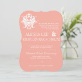 Peach Blush Damask Modern Chalkboard Invitation Kaart (Staand voorkant)