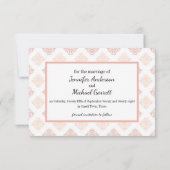 Peach Blush Damask Save The Date (Achterkant)
