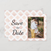 Peach Blush Damask Save The Date (Voorkant / Achterkant)