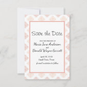 Peach Blush Damask Save The Date (Voorkant)