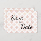 Peach Blush Damask Save The Date (Voorkant / Achterkant)