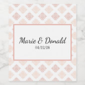 Peach Blush Damask Wijn Etiket (Enkel label)