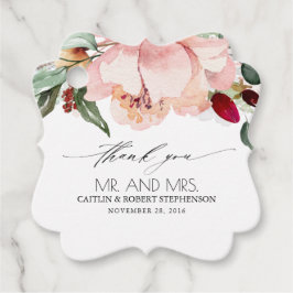 Peach Blush en Bourgondische bruiloft dank u Bedankjes Labels