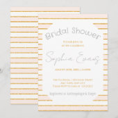 Peach Blush en Gold Striped Vrijgezellenfeest Kaart (Voorkant / Achterkant)