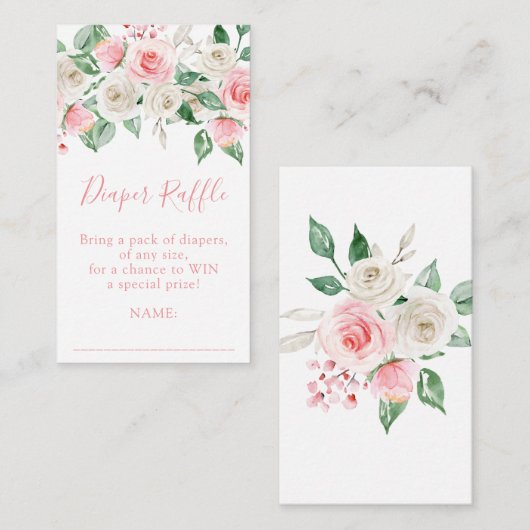 Peach Blush Floral Baby shower Informatiekaartje (Voorkant / Achterkant)