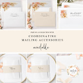 Peach Blush Floral, Cream Waterverf Chic Wedding Kaart