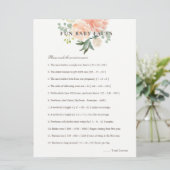 Peach Blush Floral Fun Baby Feit Baby shower Game Kaart (Staand voorkant)