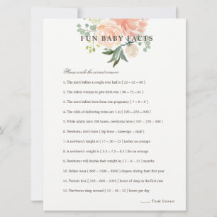 Peach Blush Floral Fun Baby Feit Baby shower Game Kaart