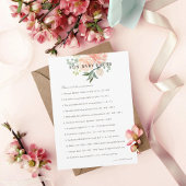 Peach Blush Floral Fun Baby Feit Baby shower Game Kaart