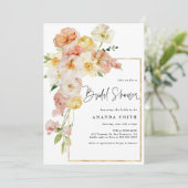 Peach Blush Floral Lijst Romantic Vrijgezellenfees Kaart (Staand voorkant)