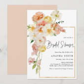 Peach Blush Floral Lijst Romantic Vrijgezellenfees Kaart (Voorkant / Achterkant)