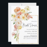 Peach Blush Floral Lijst Romantic Vrijgezellenfees Kaart<br><div class="desc">Waterverf Perzige Stevige Floral Greenery de Uitnodiging van het Vrijgezellenfeest van de Zomer me voor om het even welke noodzakelijke aanpassingen</div>