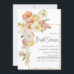 Peach Blush Floral Lijst Romantic Vrijgezellenfees Kaart<br><div class="desc">Waterverf Perzige Stevige Floral Greenery de Uitnodiging van het Vrijgezellenfeest van de Zomer me voor om het even welke noodzakelijke aanpassingen</div>