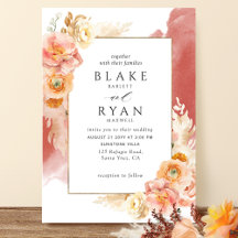 Peach Blush Floral, Rust Waterverf Wedding