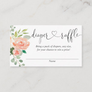 Peach blush girl baby shower diaper raffinage card informatiekaartje