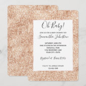 Peach Blush Gold Glitter Baby shower Kaart (Voorkant / Achterkant)