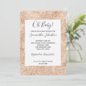 Peach Blush Gold Glitter Baby shower Kaart (Staand voorkant)