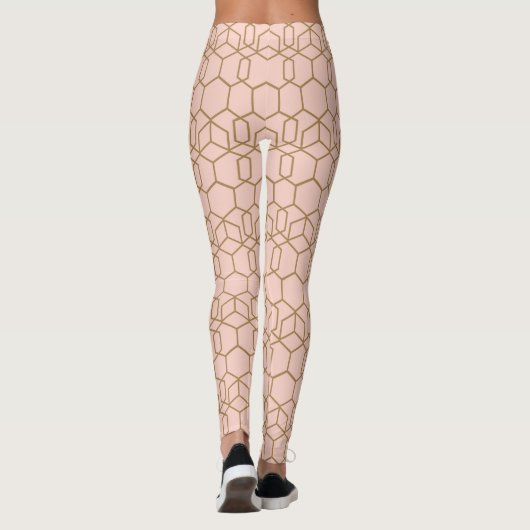 Peach Blush & Gold Modern Boho geometric Glam Leggings (Achterkant)