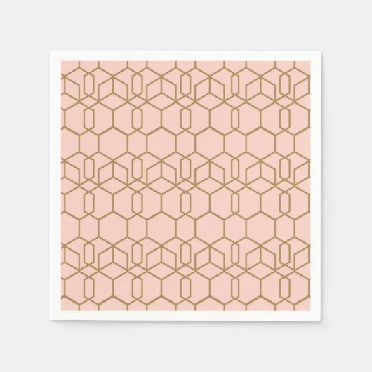 Peach Blush & Gold Modern Boho geometric Glam Servet (Voorkant)