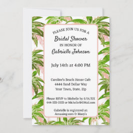 Peach Blush Green Palm Tree Summer Shower Party Kaart