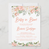 Peach Blush Ivory Baby in Bloom Shower Invitation Kaart (Voorkant)