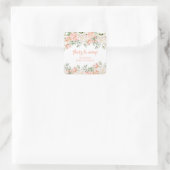 Peach Blush Ivory Baby shower Favors Vierkante Sticker (Tas)