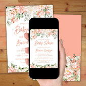 Peach Blush Ivory Baby shower Kaart