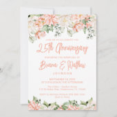 Peach Blush Ivory Floral 25th Wedding Jubileum Kaart (Voorkant)