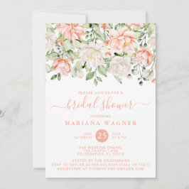 Peach Blush Ivory Floral Vrijgezellenfeest Kaart
