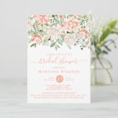 Peach Blush Ivory Floral Vrijgezellenfeest Kaart (Staand voorkant)