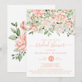 Peach Blush Ivory Floral Vrijgezellenfeest Kaart (Voorkant / Achterkant)