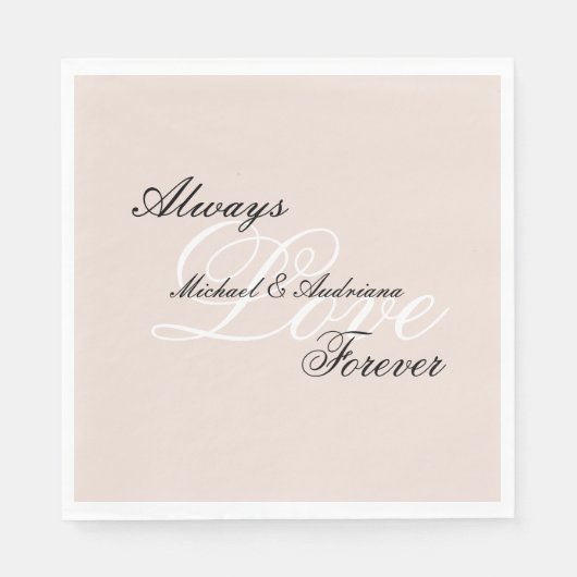 Peach Blush Love Altijd Trouwen Servet (Voorkant)