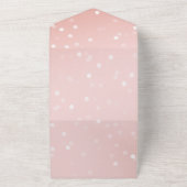 Peach Blush Ombre Confetti Bokeh All In One Uitnodiging (Buitenkant)