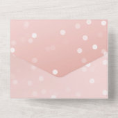 Peach Blush Ombre Confetti Bokeh All In One Uitnodiging (Achterkant)