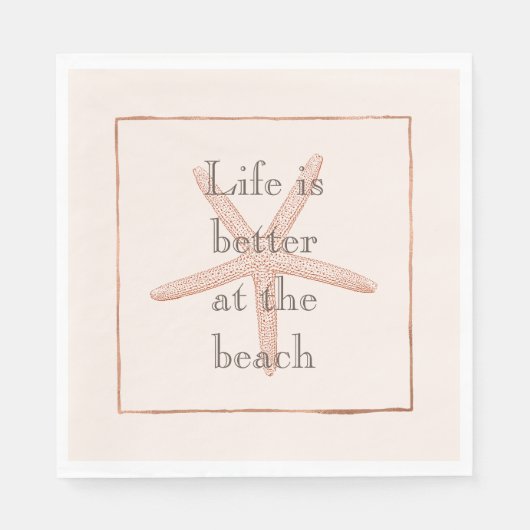 Peach Blush Oranje Strand Zeester Servet (Voorkant)