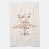 Peach Blush Oranje Strand Zeester Theedoek (Verticaal)