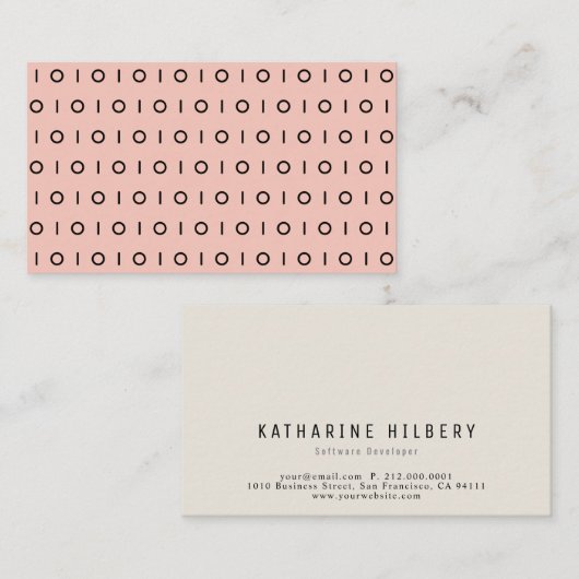 Peach Blush Pink Black 01 Pattern Visitekaartje (Voorkant / Achterkant)