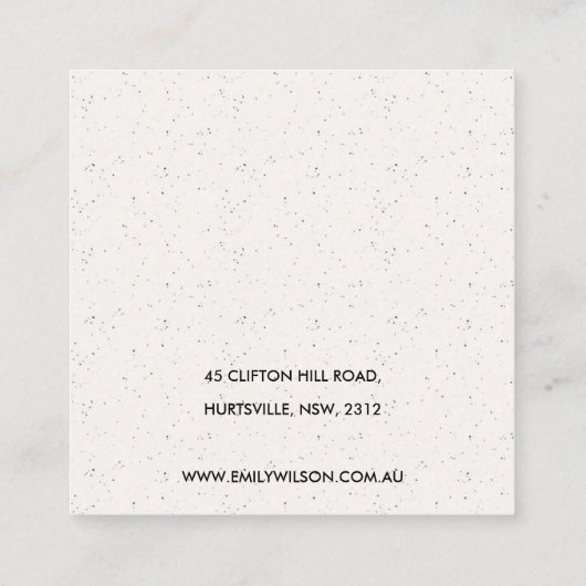 PEACH BLUSH PINK CERAMIC STUD EARRING DISPLAY LOGO VIERKANTE VISITEKAARTJE (Achterkant)