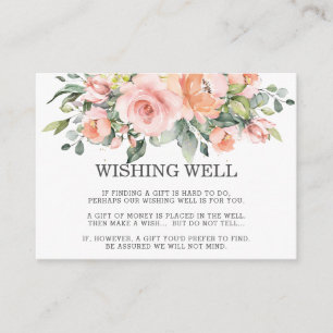 Peach Blush Pink Floral Weddenschap Goed Informatiekaartje