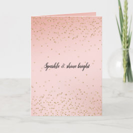 Peach Blush Pink Ombre Gold Confetti Kaart