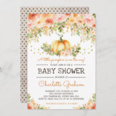 Peach & Blush Pumpkin Baby shower Invitation Chic Kaart (Voorkant / Achterkant)