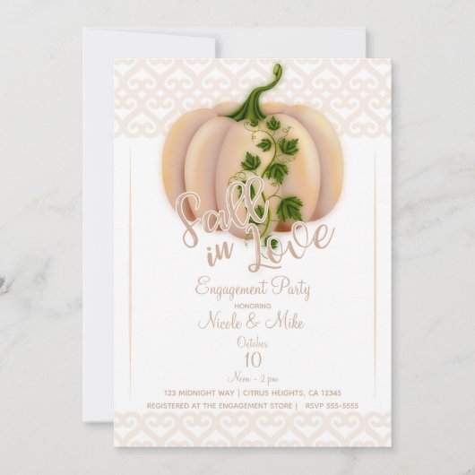 Peach Blush Pumpkin HERFST in LOVE Engagement Part Kaart (Voorkant)