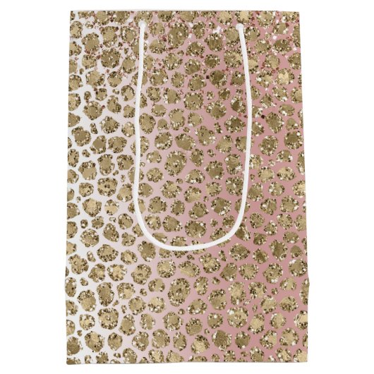 Peach Blush Roos Gold Glitter leopard Print   Medium Cadeauzakje (Achterkant)