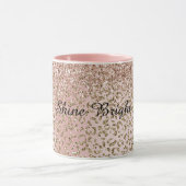 Peach Blush Roos Gold Glitter leopard Print Mok (Midden)
