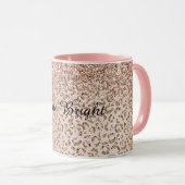 Peach Blush Roos Gold Glitter leopard Print Mok (Voorkant rechts)