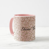 Peach Blush Roos Gold Glitter leopard Print Mok (Voorkant links)